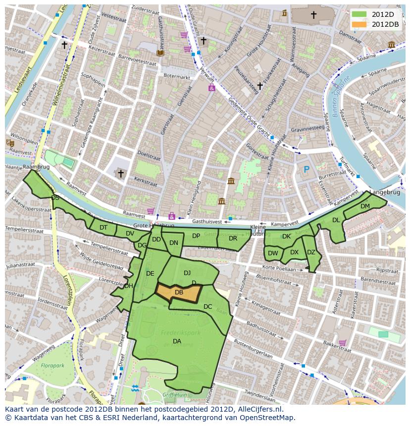 Afbeelding van het postcodegebied 2012 DB op de kaart.