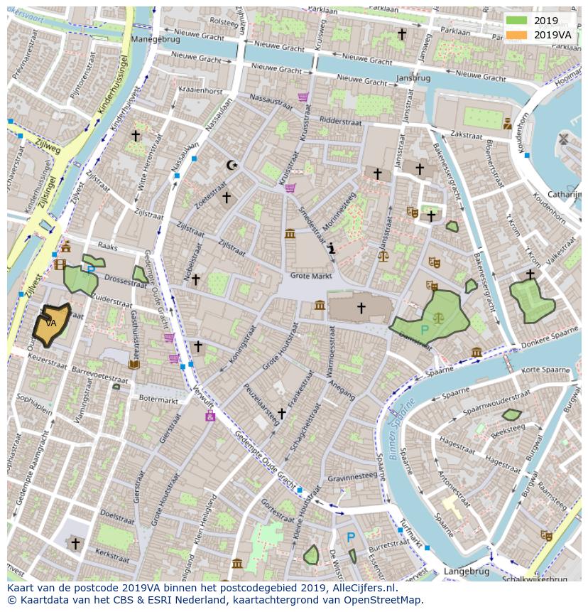 Afbeelding van het postcodegebied 2019 VA op de kaart.