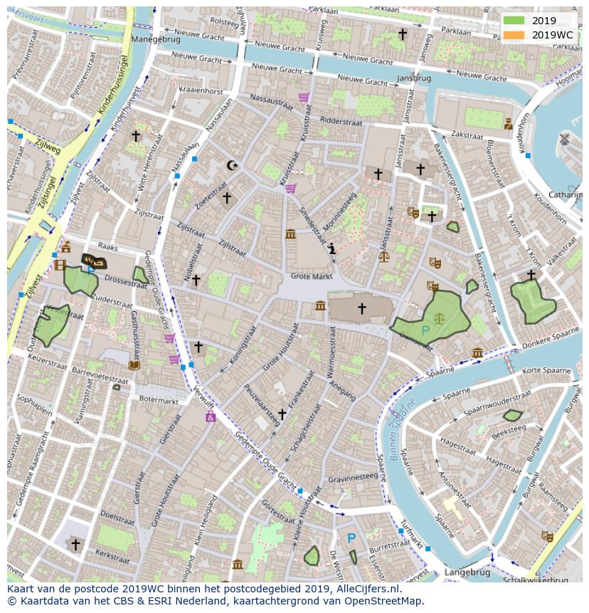 Afbeelding van het postcodegebied 2019 WC op de kaart.