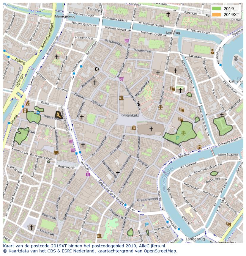 Afbeelding van het postcodegebied 2019 XT op de kaart.