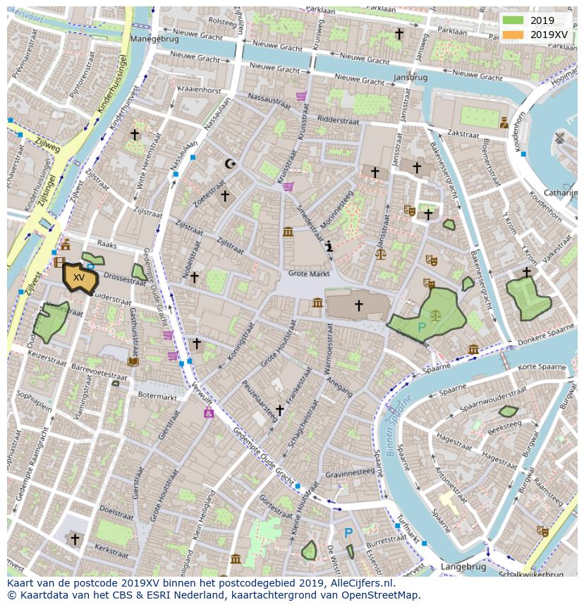 Afbeelding van het postcodegebied 2019 XV op de kaart.
