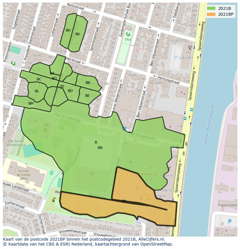 Afbeelding van het postcodegebied 2021 BP op de kaart.
