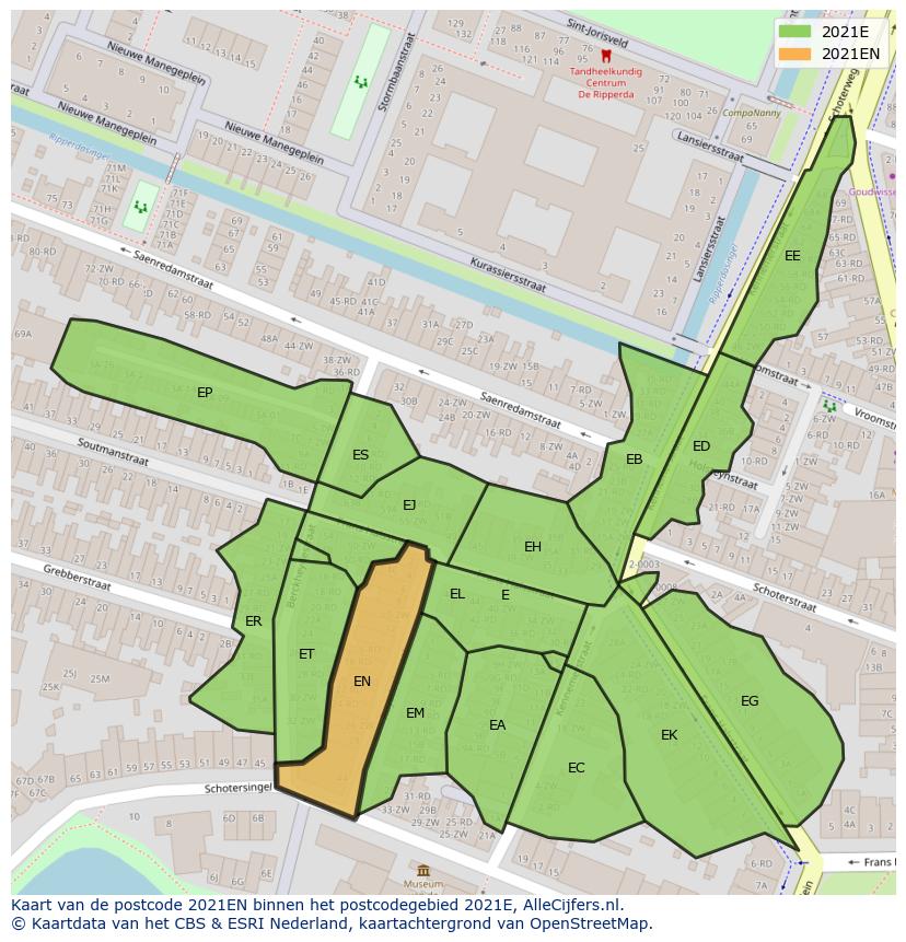 Afbeelding van het postcodegebied 2021 EN op de kaart.