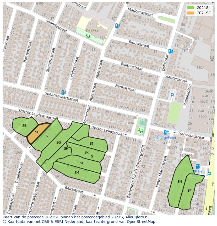 Afbeelding van het postcodegebied 2021 SC op de kaart.