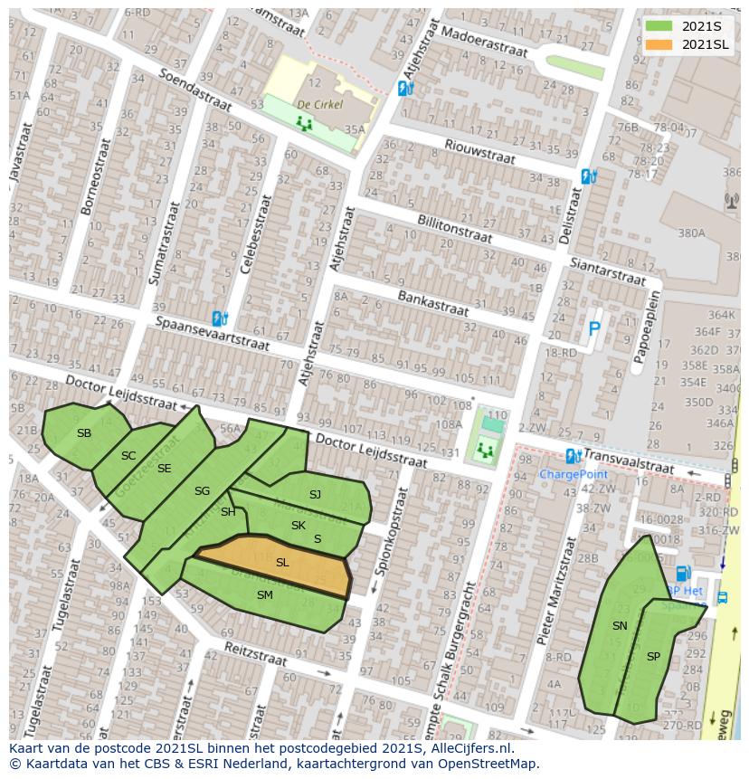 Afbeelding van het postcodegebied 2021 SL op de kaart.