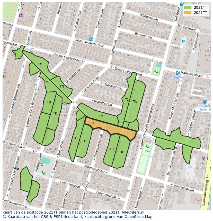 Afbeelding van het postcodegebied 2021 TT op de kaart.