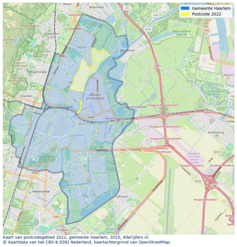 Afbeelding van het postcodegebied 2022 op de kaart.