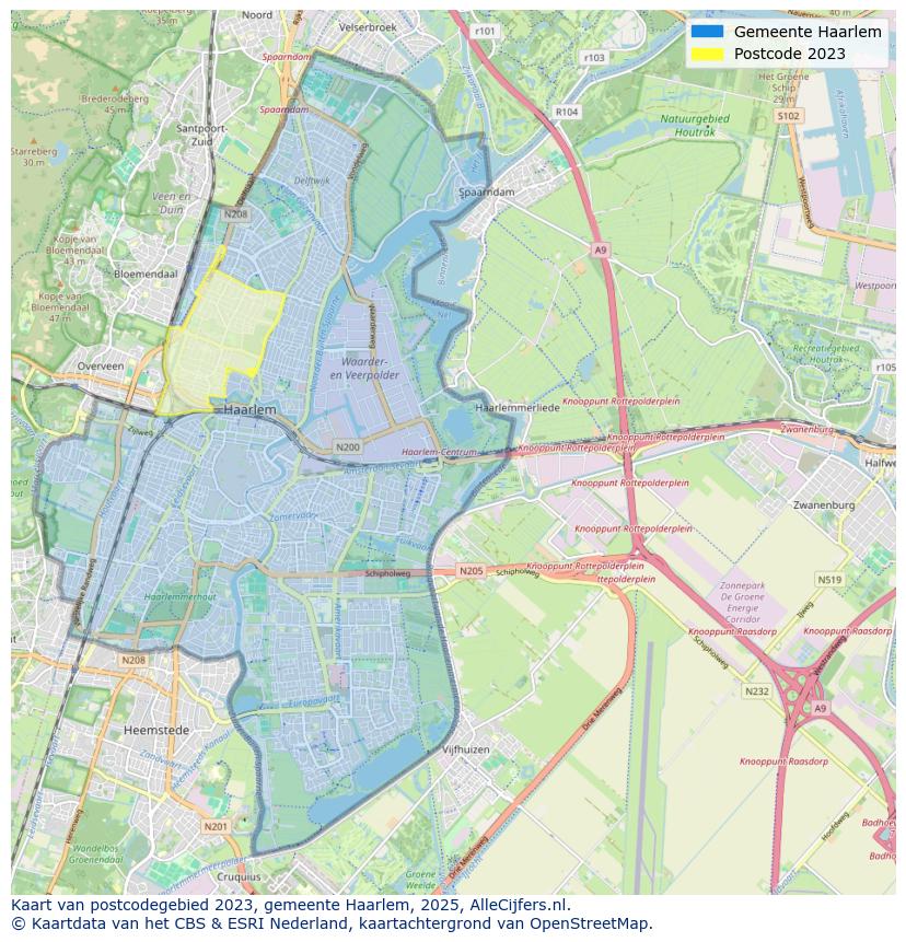 Afbeelding van het postcodegebied 2023 op de kaart.