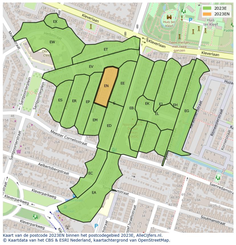 Afbeelding van het postcodegebied 2023 EN op de kaart.