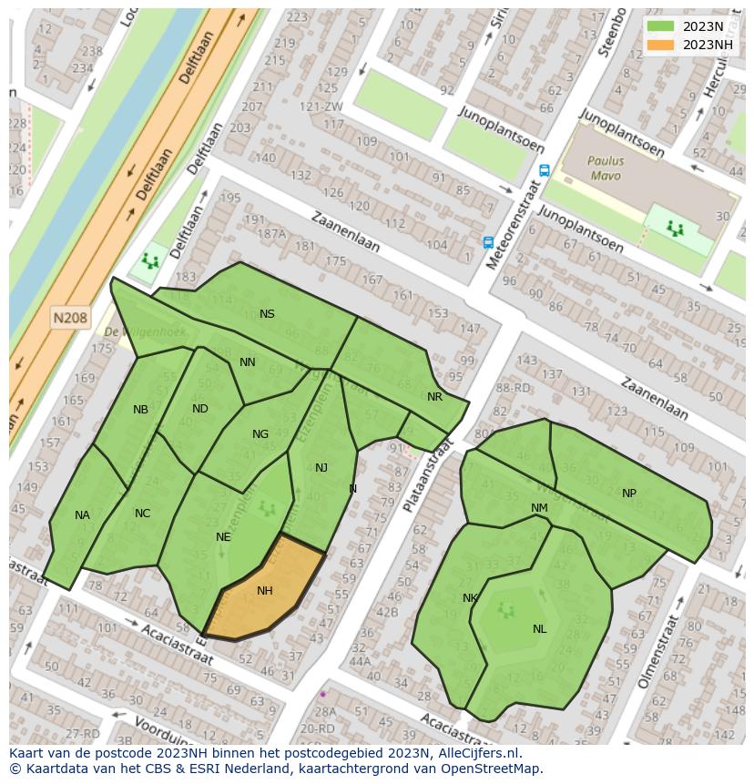Afbeelding van het postcodegebied 2023 NH op de kaart.