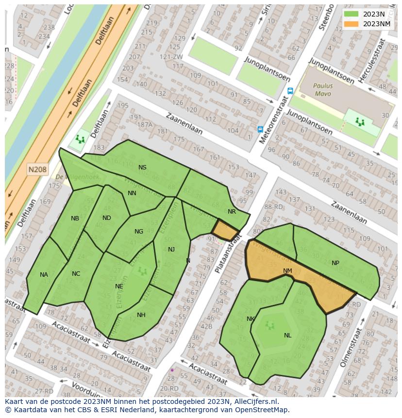 Afbeelding van het postcodegebied 2023 NM op de kaart.