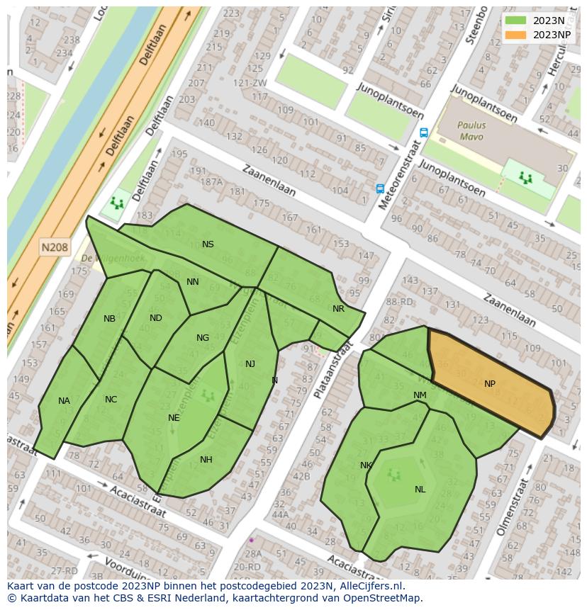 Afbeelding van het postcodegebied 2023 NP op de kaart.