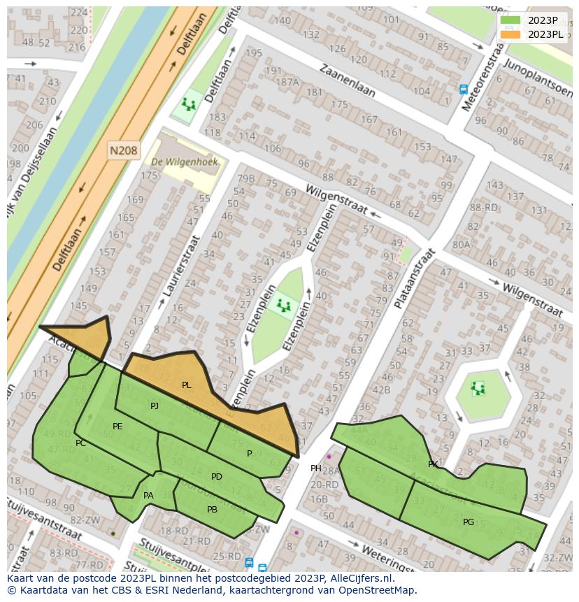 Afbeelding van het postcodegebied 2023 PL op de kaart.