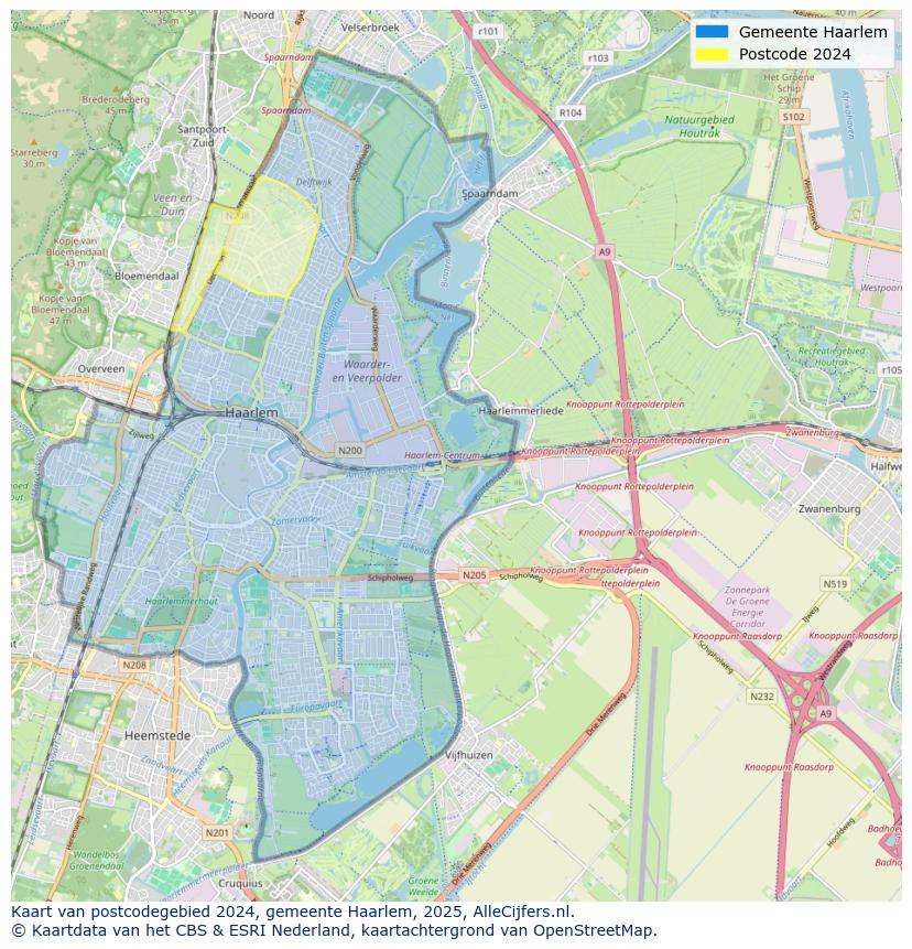 Afbeelding van het postcodegebied 2024 op de kaart.