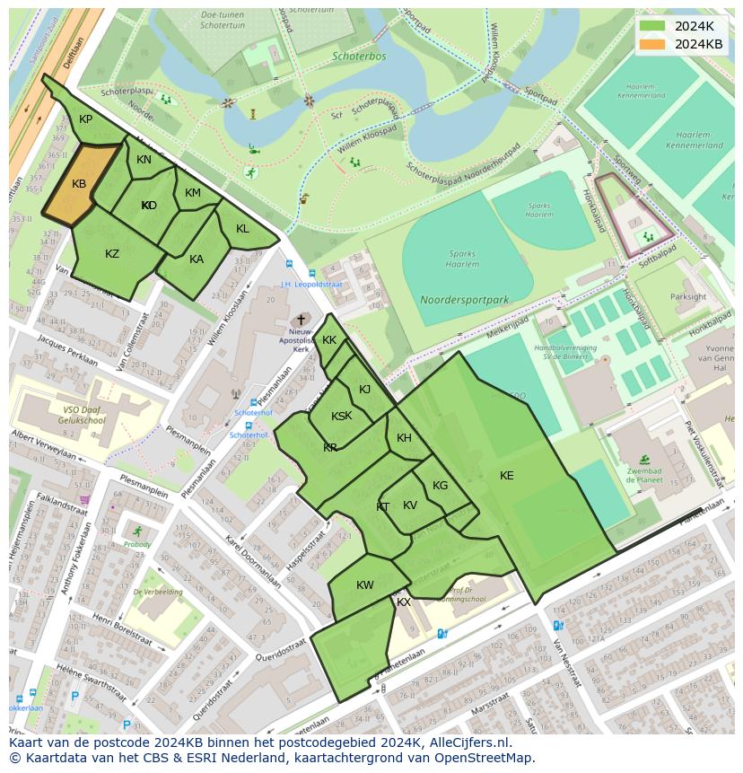 Afbeelding van het postcodegebied 2024 KB op de kaart.