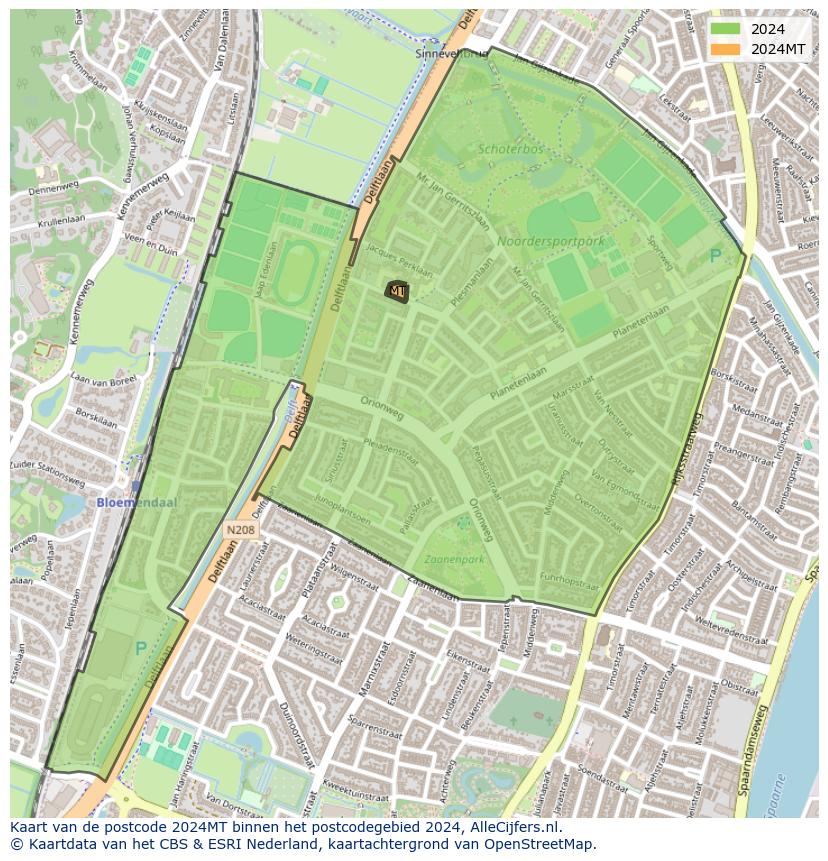 Afbeelding van het postcodegebied 2024 MT op de kaart.