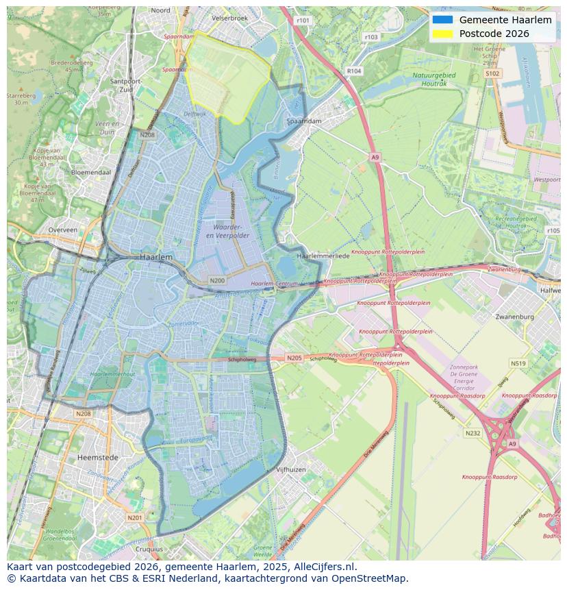 Afbeelding van het postcodegebied 2026 op de kaart.