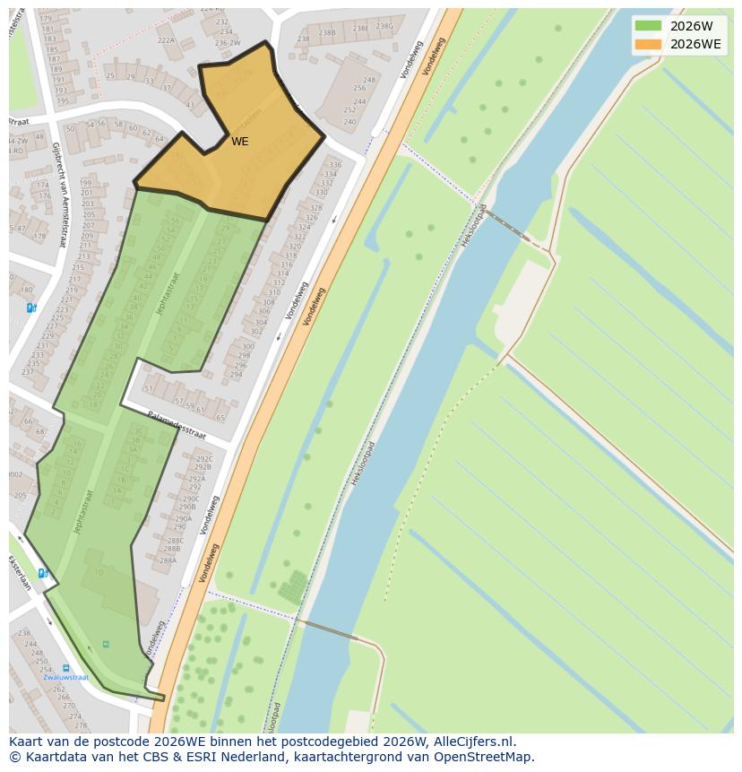 Afbeelding van het postcodegebied 2026 WE op de kaart.
