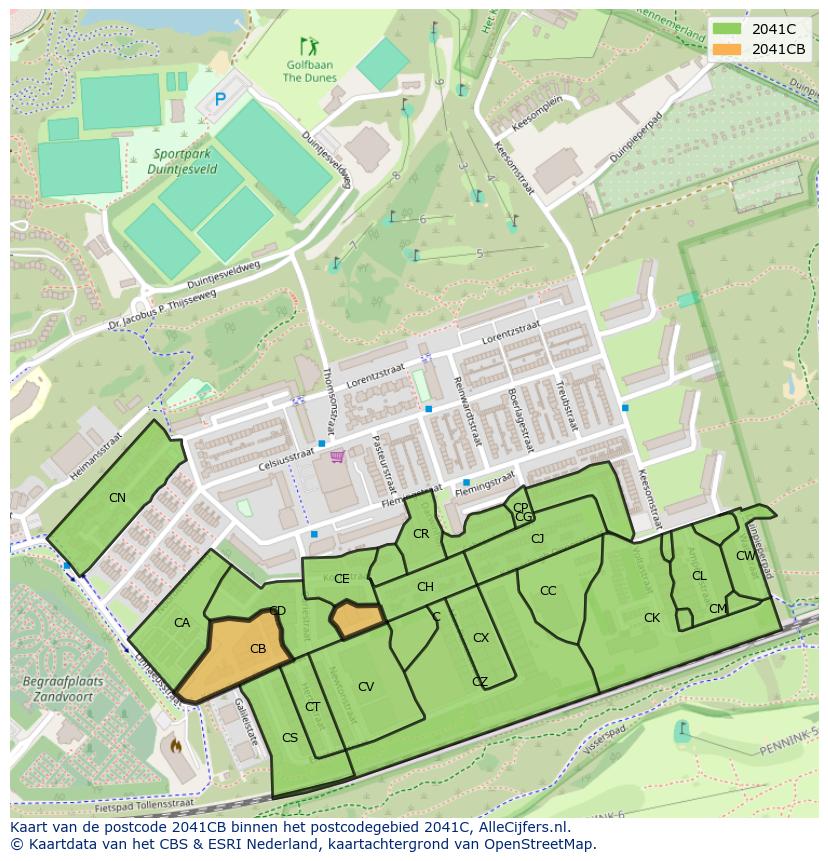 Afbeelding van het postcodegebied 2041 CB op de kaart.