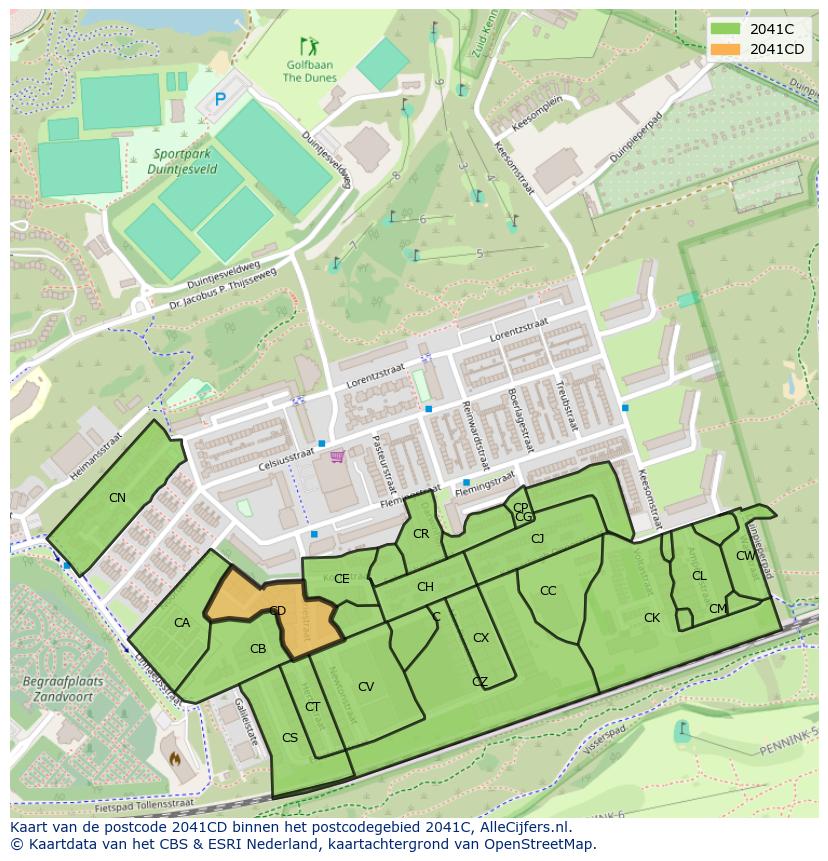 Afbeelding van het postcodegebied 2041 CD op de kaart.