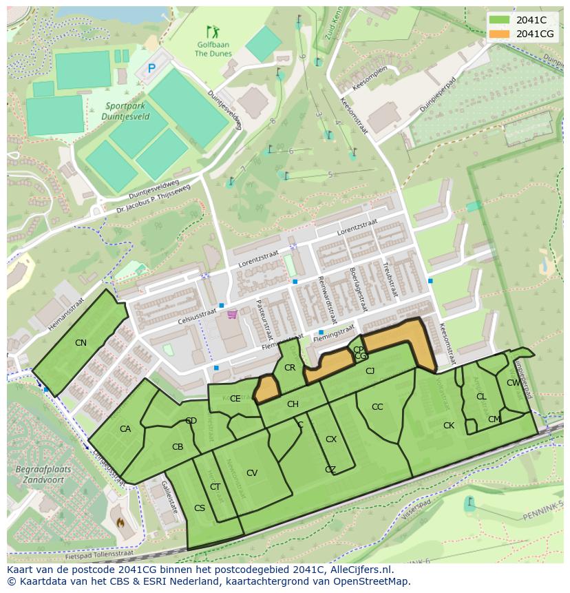 Afbeelding van het postcodegebied 2041 CG op de kaart.