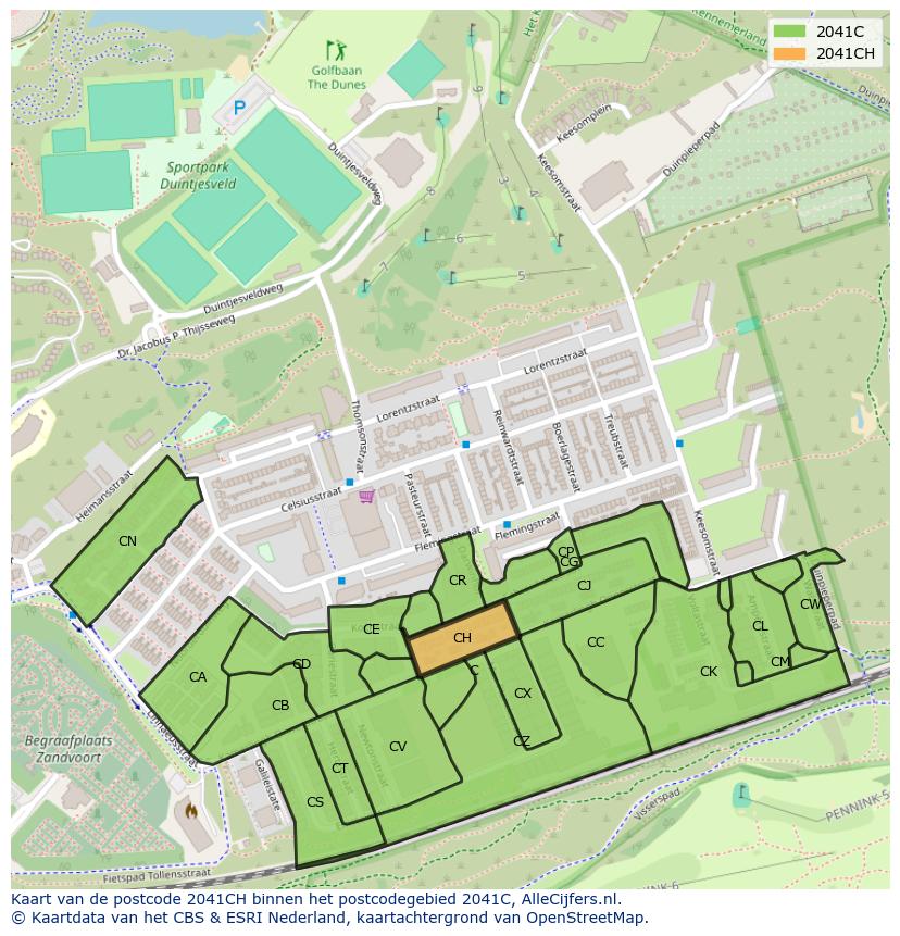 Afbeelding van het postcodegebied 2041 CH op de kaart.