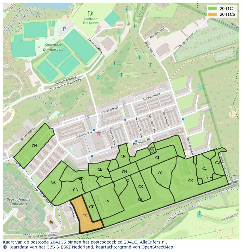 Afbeelding van het postcodegebied 2041 CS op de kaart.