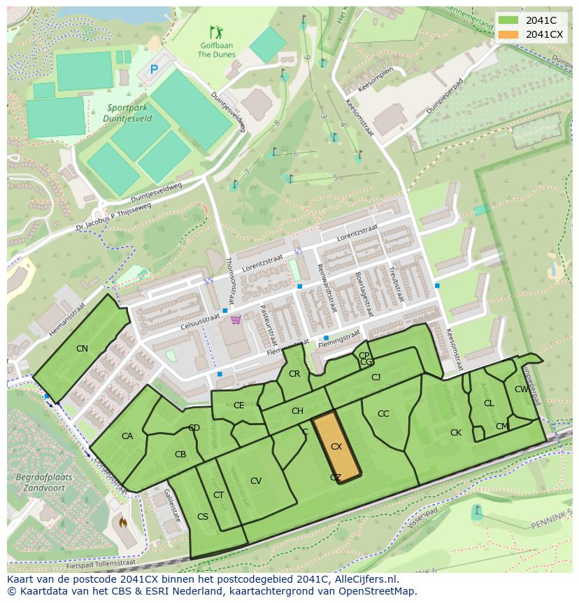 Afbeelding van het postcodegebied 2041 CX op de kaart.