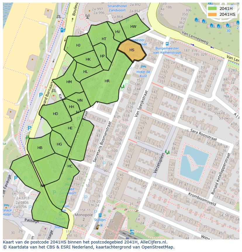Afbeelding van het postcodegebied 2041 HS op de kaart.