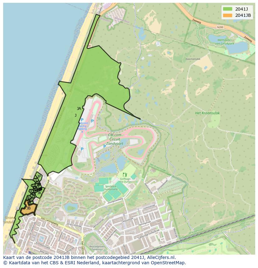 Afbeelding van het postcodegebied 2041 JB op de kaart.