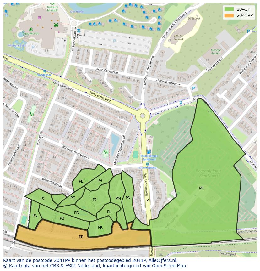 Afbeelding van het postcodegebied 2041 PP op de kaart.