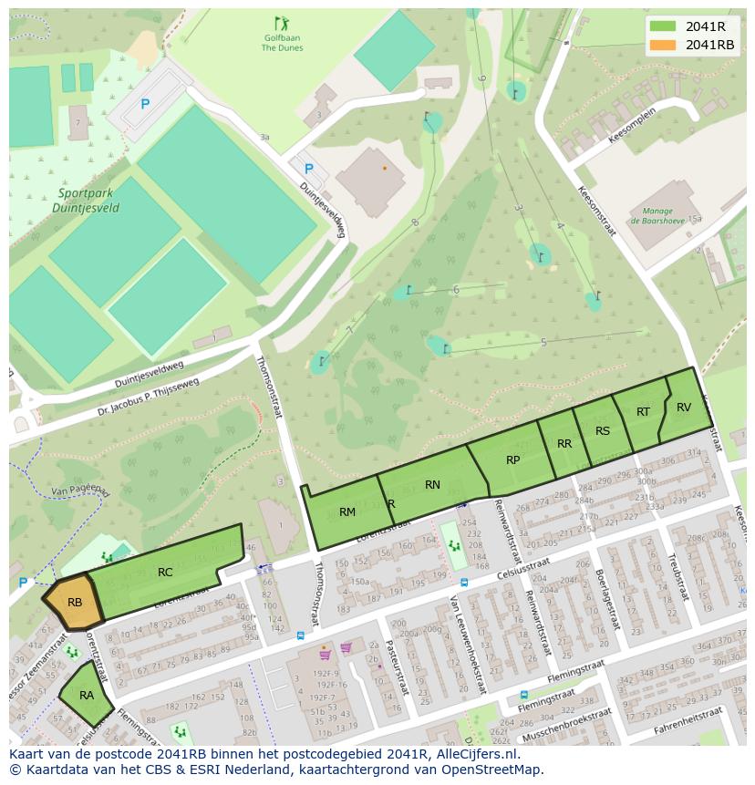 Afbeelding van het postcodegebied 2041 RB op de kaart.