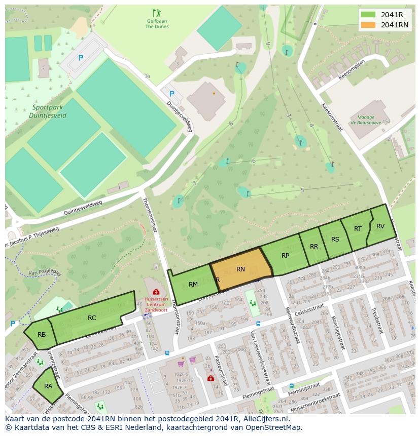 Afbeelding van het postcodegebied 2041 RN op de kaart.