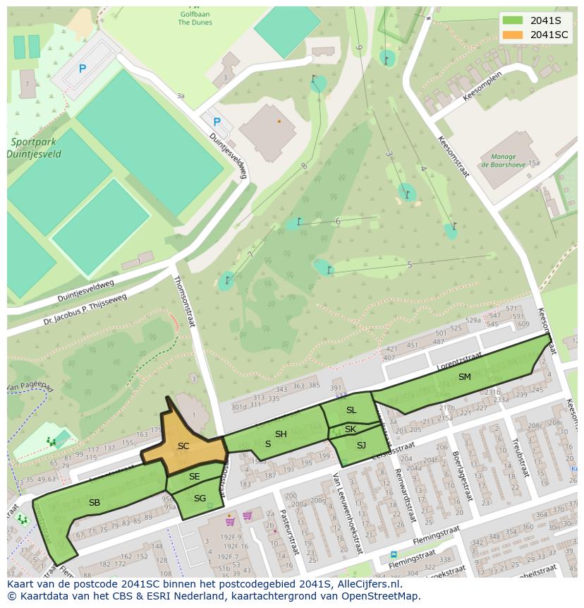 Afbeelding van het postcodegebied 2041 SC op de kaart.
