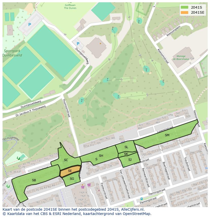 Afbeelding van het postcodegebied 2041 SE op de kaart.