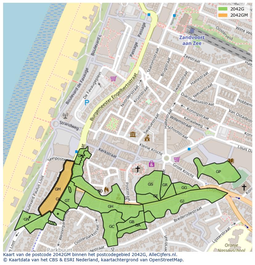 Afbeelding van het postcodegebied 2042 GM op de kaart.