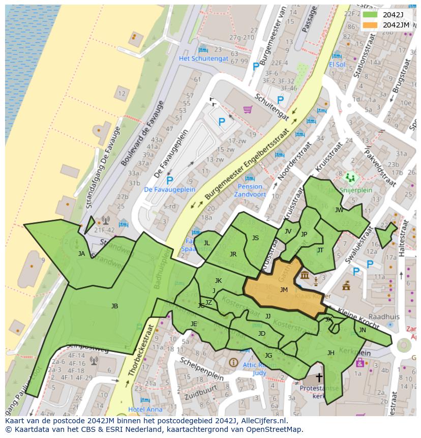 Afbeelding van het postcodegebied 2042 JM op de kaart.