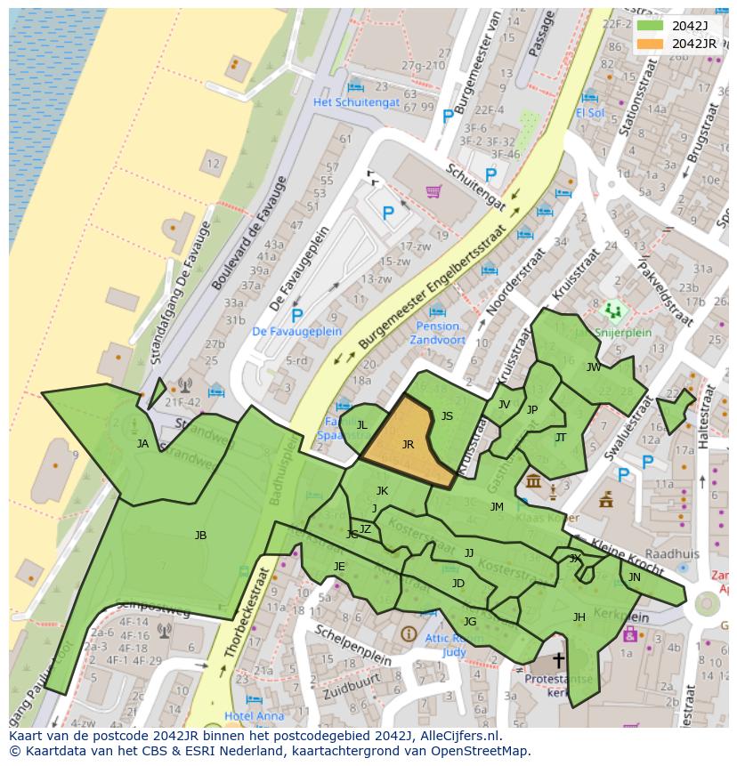 Afbeelding van het postcodegebied 2042 JR op de kaart.
