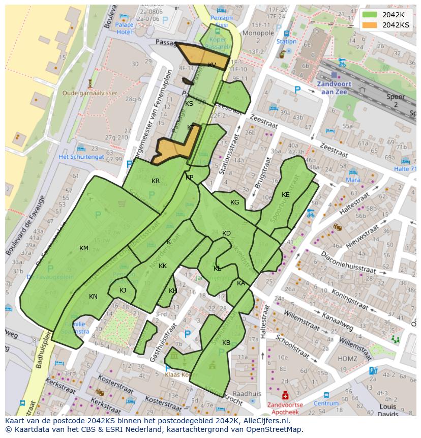 Afbeelding van het postcodegebied 2042 KS op de kaart.
