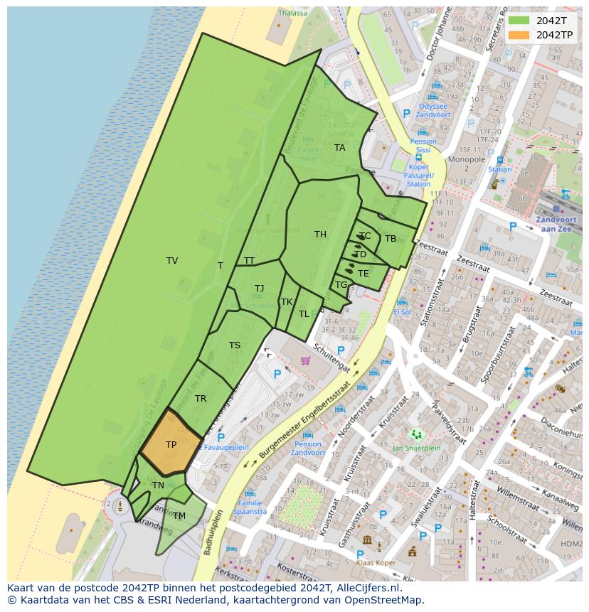 Afbeelding van het postcodegebied 2042 TP op de kaart.