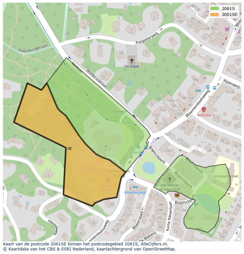 Afbeelding van het postcodegebied 2061 SE op de kaart.