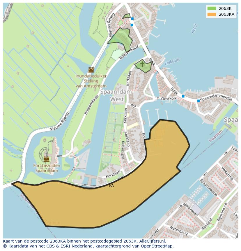Afbeelding van het postcodegebied 2063 KA op de kaart.
