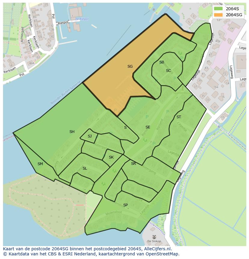 Afbeelding van het postcodegebied 2064 SG op de kaart.
