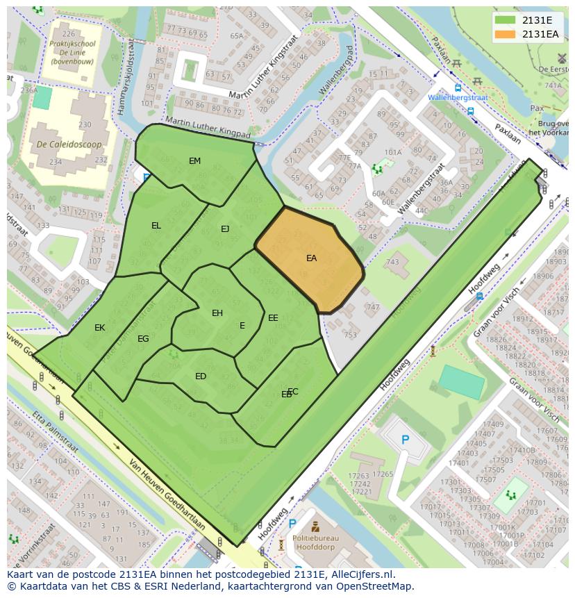 Afbeelding van het postcodegebied 2131 EA op de kaart.