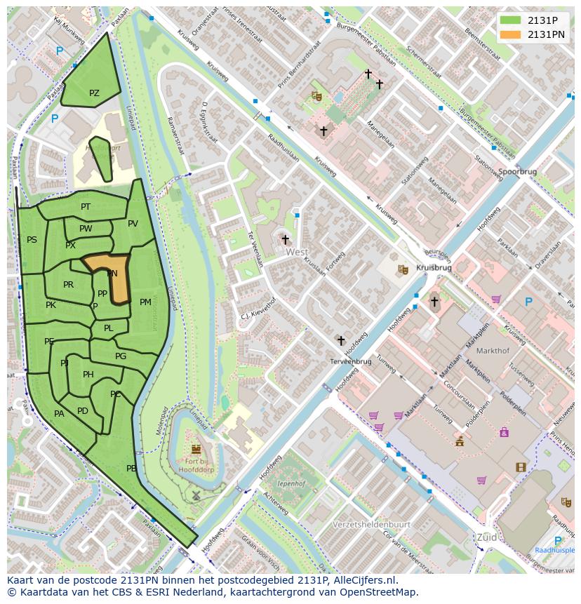 Afbeelding van het postcodegebied 2131 PN op de kaart.