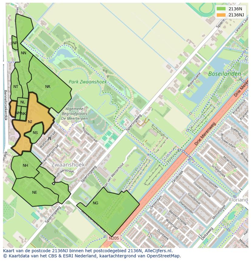 Afbeelding van het postcodegebied 2136 NJ op de kaart.