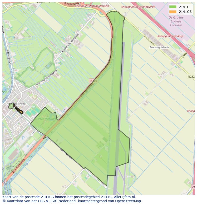Afbeelding van het postcodegebied 2141 CS op de kaart.
