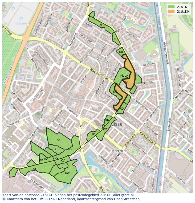 Afbeelding van het postcodegebied 2161 KH op de kaart.