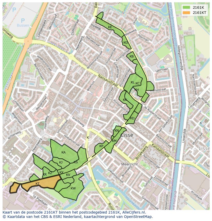 Afbeelding van het postcodegebied 2161 KT op de kaart.