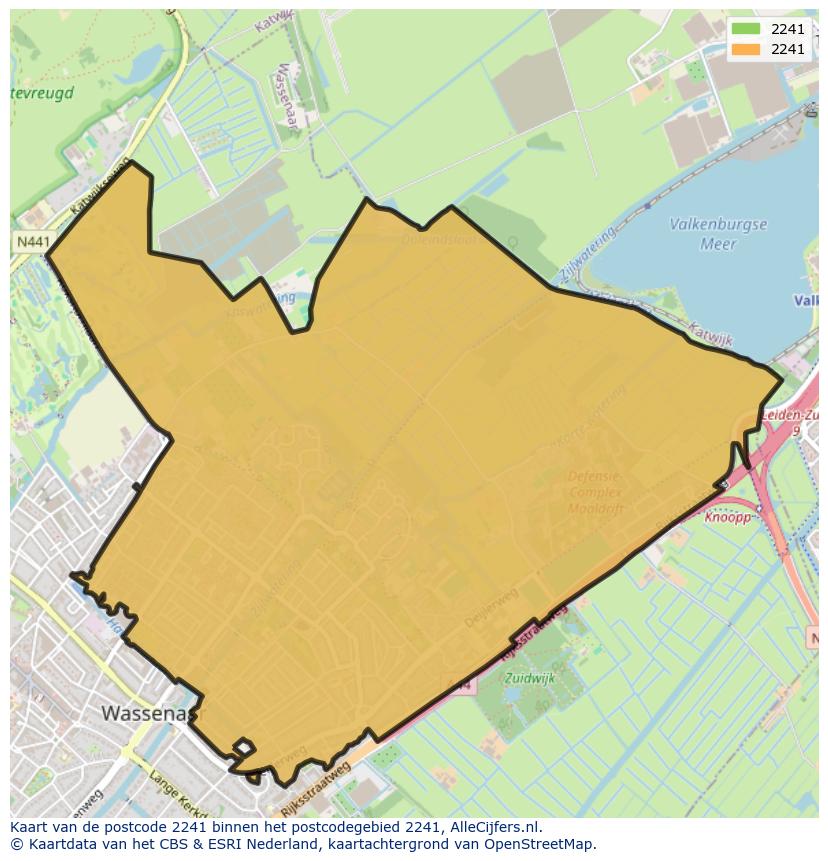 Afbeelding van het postcodegebied 2241 op de kaart.